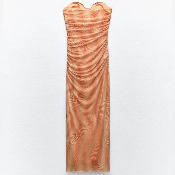 ZARA STRAPLESS PRINTED TULLE DRESS - Picture 7 of 10